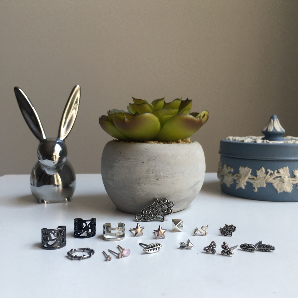 Lot of Silver-Tone Studs and Ear Cuffs